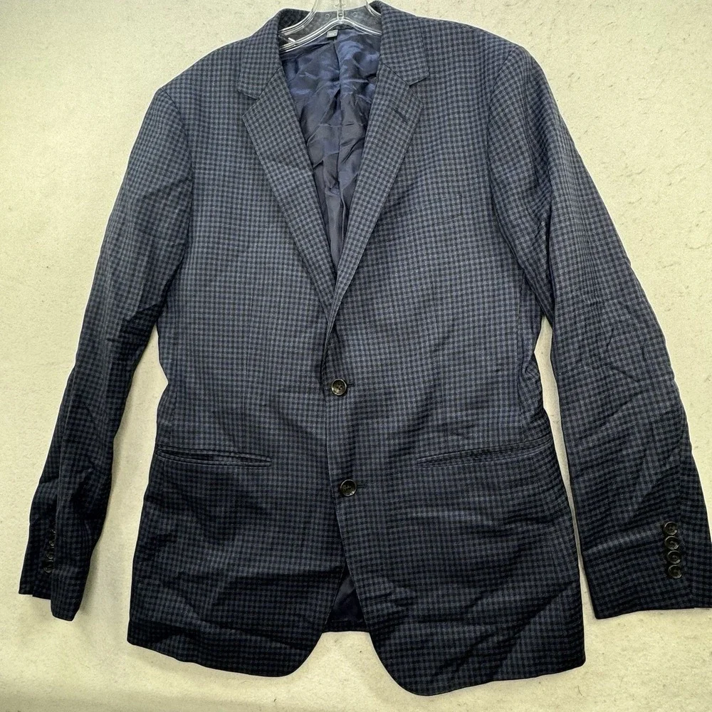 Bonobos‎ Men's Slim Fit Guabello 100% Wool Blue Plaid Blazer 40r 2 Button Preppy